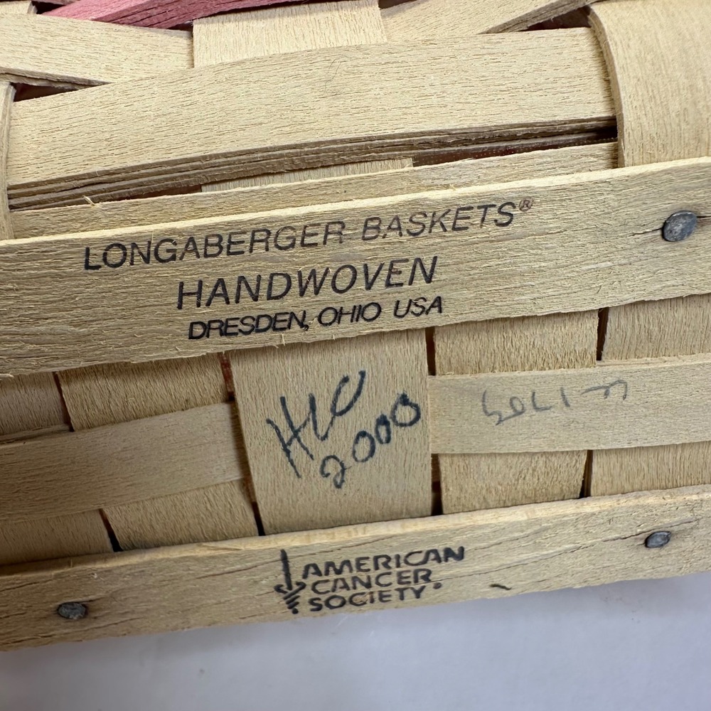 Longaberger 2000 Horizon of Hope Basket Wood Lid Liner Protector American Cancer - Picture 8 of 11